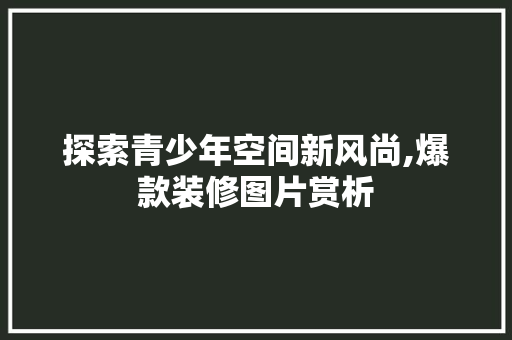 探索青少年空间新风尚,爆款装修图片赏析
