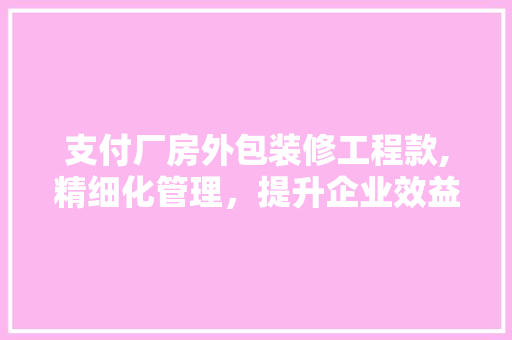 支付厂房外包装修工程款,精细化管理，提升企业效益