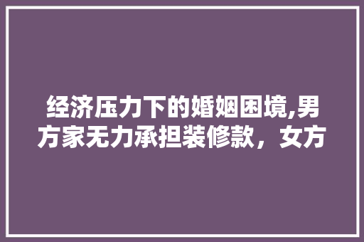 经济压力下的婚姻困境,男方家无力承担装修款，女方如何应对 经济压力下的婚姻困境,男方家无力承担装修款，女方如何应对 家居装饰