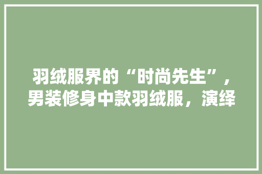 羽绒服界的“时尚先生”,男装修身中款羽绒服，演绎冬季保暖新风尚 羽绒服界的“时尚先生”,男装修身中款羽绒服，演绎冬季保暖新风尚 买房须知