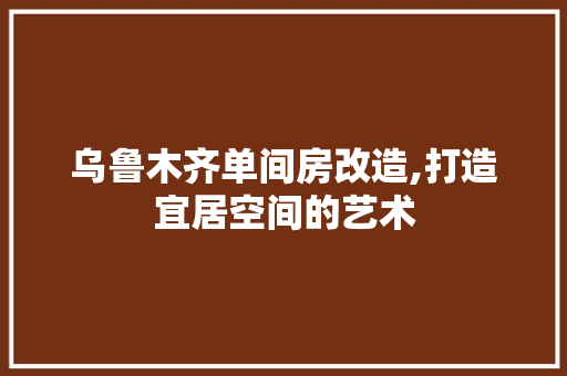 乌鲁木齐单间房改造,打造宜居空间的艺术