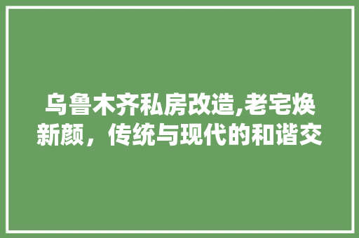 乌鲁木齐私房改造,老宅焕新颜，传统与现代的和谐交响