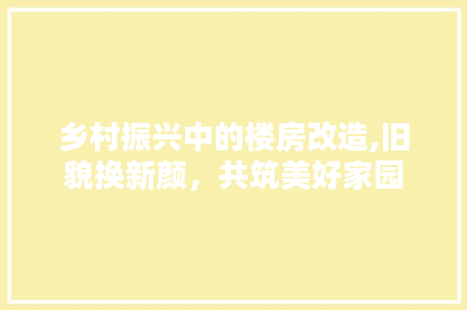 乡村振兴中的楼房改造,旧貌换新颜，共筑美好家园