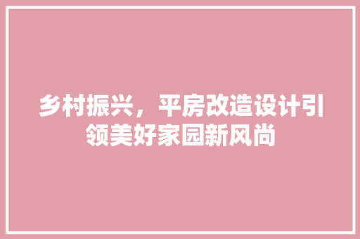 乡村振兴，平房改造设计引领美好家园新风尚