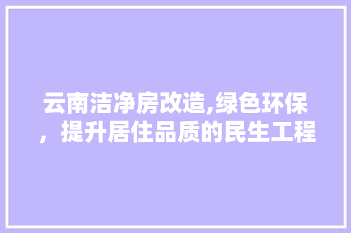 云南洁净房改造,绿色环保，提升居住品质的民生工程