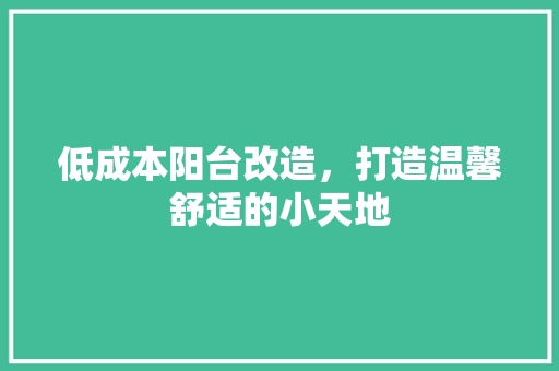 低成本阳台改造，打造温馨舒适的小天地
