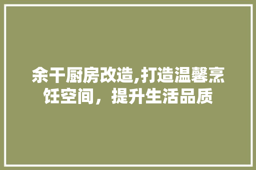 余干厨房改造,打造温馨烹饪空间，提升生活品质