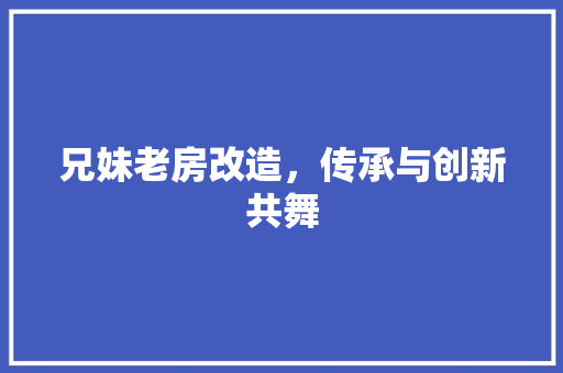 兄妹老房改造，传承与创新共舞
