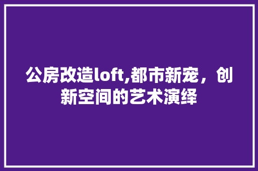 公房改造loft,都市新宠，创新空间的艺术演绎