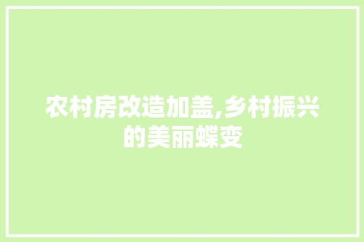 农村房改造加盖,乡村振兴的美丽蝶变，乡村房屋改建。