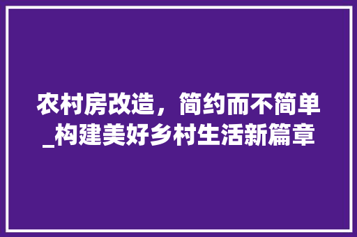 农村房改造，简约而不简单_构建美好乡村生活新篇章