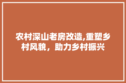 农村深山老房改造,重塑乡村风貌，助力乡村振兴
