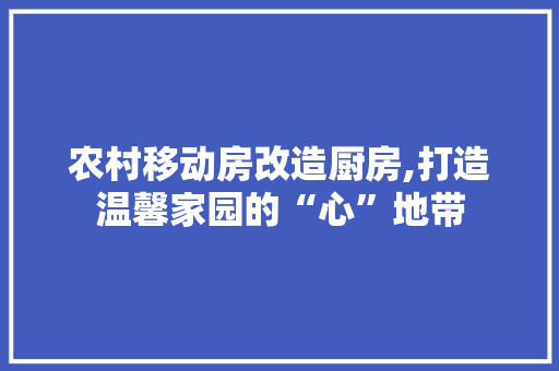 农村移动房改造厨房,打造温馨家园的“心”地带