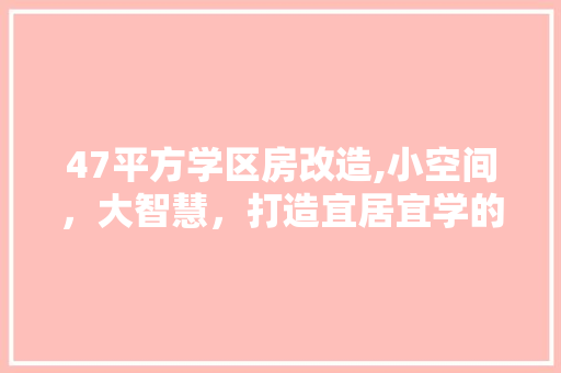 47平方学区房改造,小空间，大智慧，打造宜居宜学的梦想家园