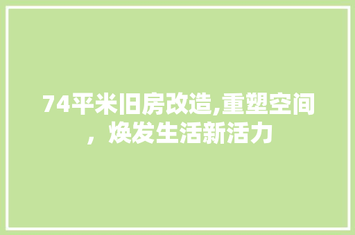 74平米旧房改造,重塑空间，焕发生活新活力