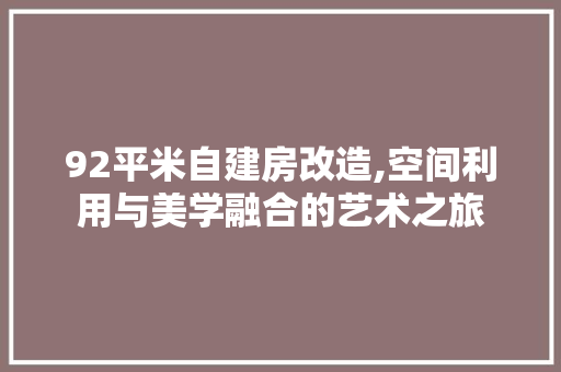 92平米自建房改造,空间利用与美学融合的艺术之旅