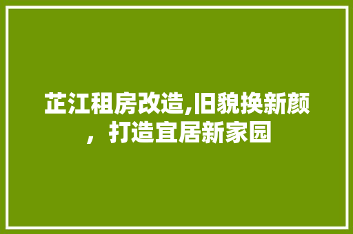 芷江租房改造,旧貌换新颜，打造宜居新家园