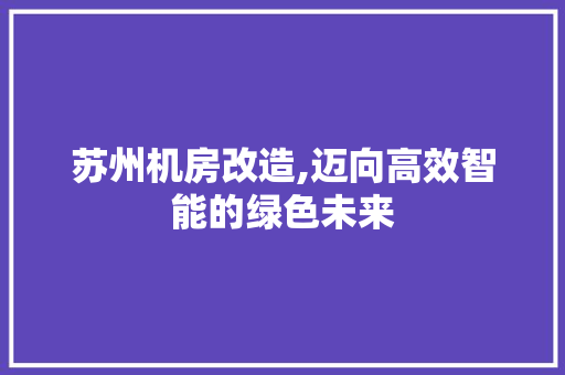 苏州机房改造,迈向高效智能的绿色未来