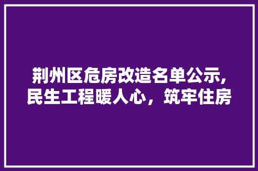 荆州区危房改造名单公示,民生工程暖人心，筑牢住房安全防线