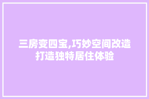 三房变四宝,巧妙空间改造打造独特居住体验
