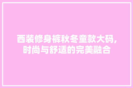 西装修身裤秋冬童款大码,时尚与舒适的完美融合 西装修身裤秋冬童款大码,时尚与舒适的完美融合 家居设计