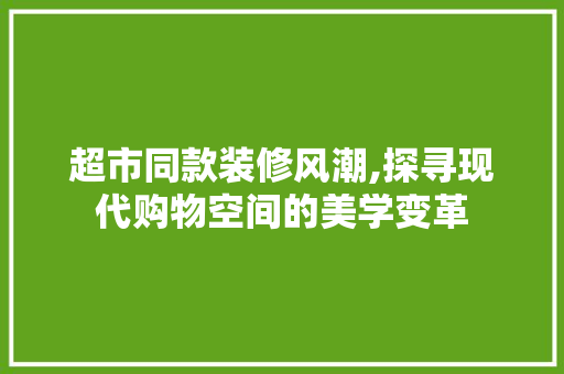 超市同款装修风潮,探寻现代购物空间的美学变革 超市同款装修风潮,探寻现代购物空间的美学变革 装修知识