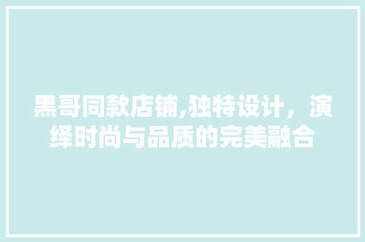 黑哥同款店铺,独特设计，演绎时尚与品质的完美融合 黑哥同款店铺,独特设计，演绎时尚与品质的完美融合 装修知识
