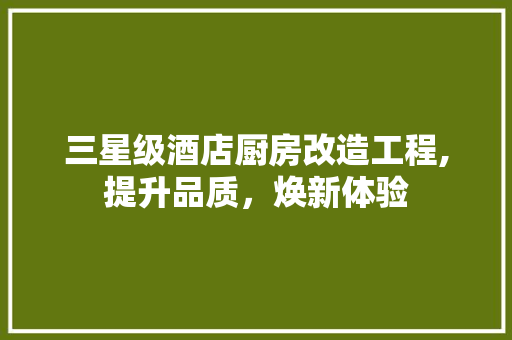三星级酒店厨房改造工程,提升品质，焕新体验