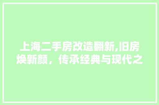 上海二手房改造翻新,旧房焕新颜，传承经典与现代之美