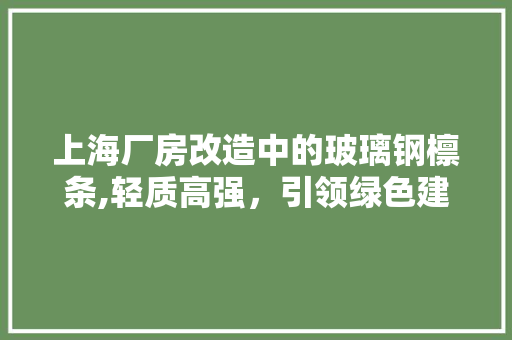 上海厂房改造中的玻璃钢檩条,轻质高强，引领绿色建筑新潮流