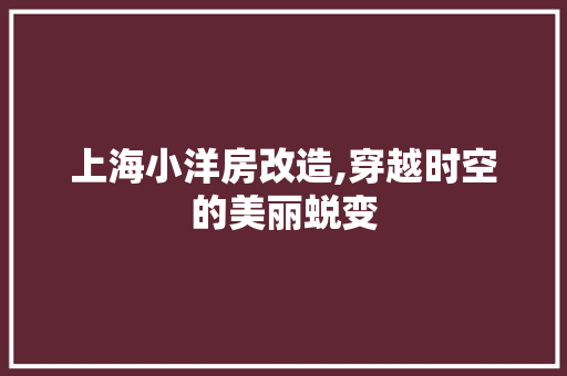 上海小洋房改造,穿越时空的美丽蜕变