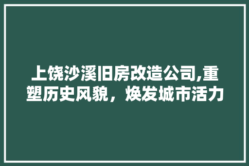 上饶沙溪旧房改造公司,重塑历史风貌，焕发城市活力
