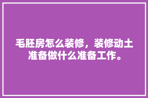 毛胚房怎么装修，装修动土准备做什么准备工作。 毛胚房怎么装修，装修动土准备做什么准备工作。 家居装饰