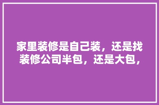 家里装修是自己装，还是找装修公司半包，还是大包，装修时准备什么物品最好呢。 家里装修是自己装，还是找装修公司半包，还是大包，装修时准备什么物品最好呢。 家居装饰