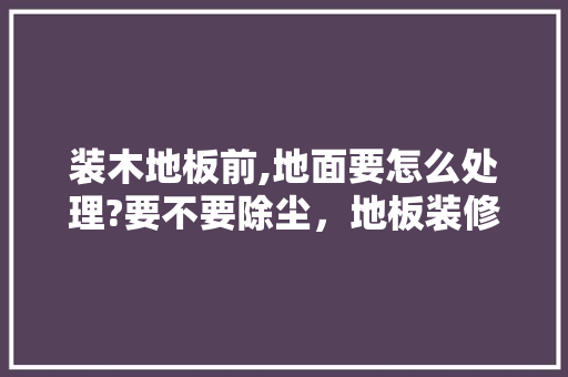装木地板前,地面要怎么处理?要不要除尘，地板装修前需要准备什么东西。 装木地板前,地面要怎么处理?要不要除尘，地板装修前需要准备什么东西。 二手房