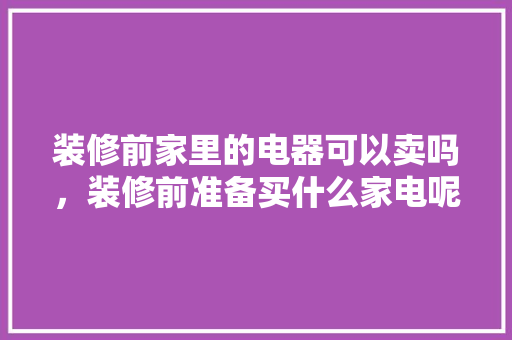 装修前家里的电器可以卖吗，装修前准备买什么家电呢女生。 装修前家里的电器可以卖吗，装修前准备买什么家电呢女生。 买房须知