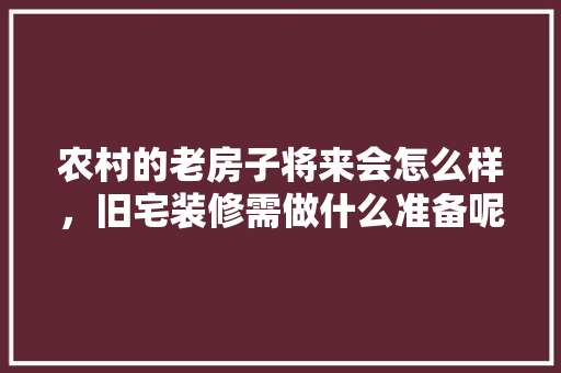 农村的老房子将来会怎么样，旧宅装修需做什么准备呢视频。 农村的老房子将来会怎么样，旧宅装修需做什么准备呢视频。 二手房