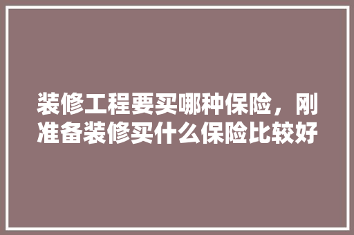 装修工程要买哪种保险，刚准备装修买什么保险比较好。 装修工程要买哪种保险，刚准备装修买什么保险比较好。 家居设计