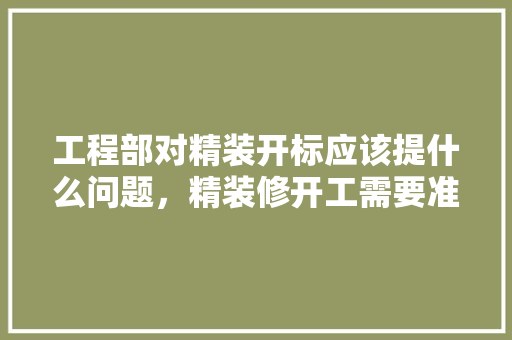 工程部对精装开标应该提什么问题，精装修开工需要准备什么东西。 工程部对精装开标应该提什么问题，精装修开工需要准备什么东西。 二手房