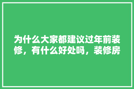 为什么大家都建议过年前装修，有什么好处吗，装修房子最先准备什么东西。 为什么大家都建议过年前装修，有什么好处吗，装修房子最先准备什么东西。 装修知识