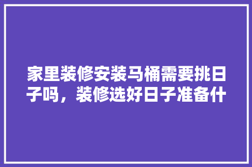 家里装修安装马桶需要挑日子吗，装修选好日子准备什么材料。 家里装修安装马桶需要挑日子吗，装修选好日子准备什么材料。 二手房