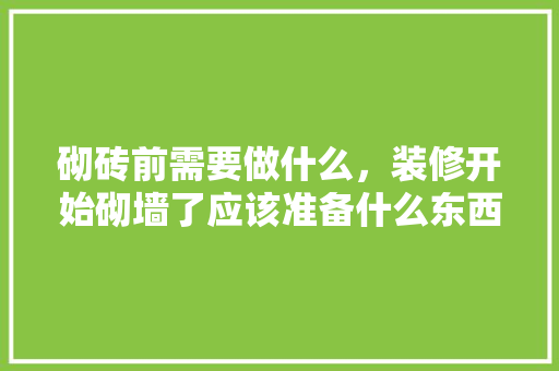 砌砖前需要做什么，装修开始砌墙了应该准备什么东西。 砌砖前需要做什么，装修开始砌墙了应该准备什么东西。 买房须知