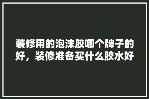 装修用的泡沫胶哪个牌子的好，装修准备买什么胶水好用呢。 装修用的泡沫胶哪个牌子的好，装修准备买什么胶水好用呢。 买房须知