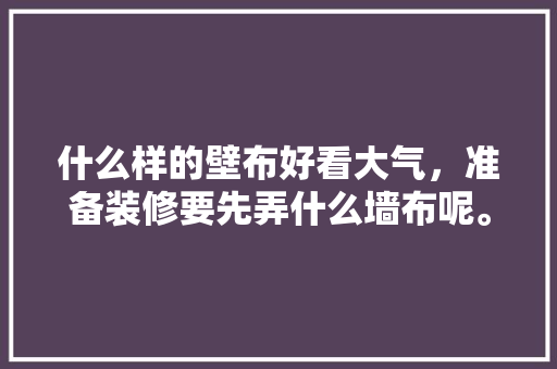 什么样的壁布好看大气，准备装修要先弄什么墙布呢。 什么样的壁布好看大气，准备装修要先弄什么墙布呢。 家居设计