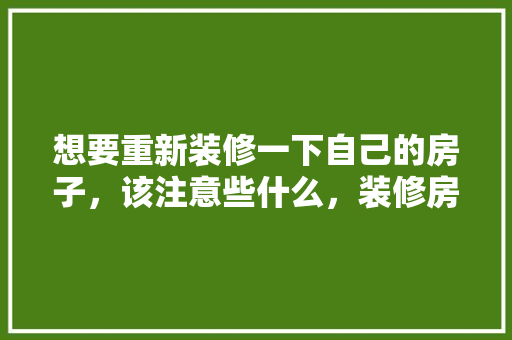 想要重新装修一下自己的房子，该注意些什么，装修房子自己能准备什么东西。 想要重新装修一下自己的房子，该注意些什么，装修房子自己能准备什么东西。 二手房