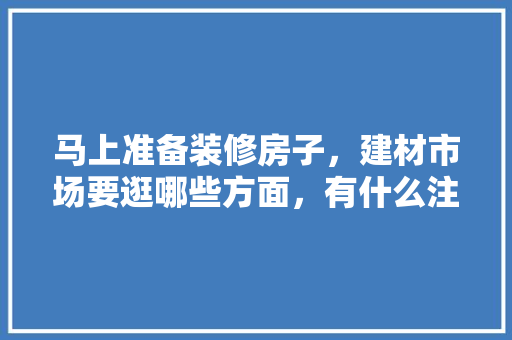 马上准备装修房子，建材市场要逛哪些方面，有什么注意事项，装修准备什么资料比较好。 马上准备装修房子，建材市场要逛哪些方面，有什么注意事项，装修准备什么资料比较好。 二手房