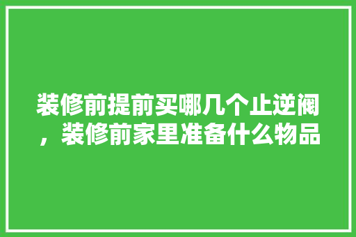 装修前提前买哪几个止逆阀，装修前家里准备什么物品好。 装修前提前买哪几个止逆阀，装修前家里准备什么物品好。 买房须知