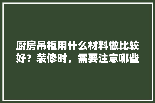 厨房吊柜用什么材料做比较好？装修时，需要注意哪些问题，装修厨房前需要准备什么东西。 厨房吊柜用什么材料做比较好？装修时，需要注意哪些问题，装修厨房前需要准备什么东西。 家居设计